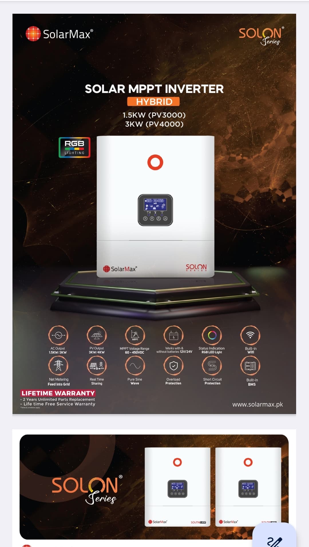 SOLARMAX SOLON 1.5KW HYBRID INVERTER