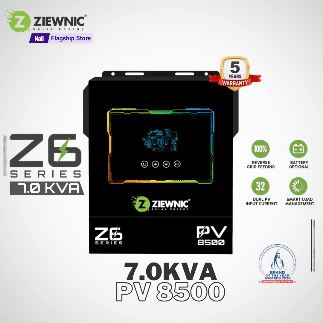 Ziewnic Z6 Series PV8500 Hybrid Solar Inverter 7.0KVA | On-Grid with Energy Storage | 5 Year Warranty | Ziewnic Solar Energy Official Store
