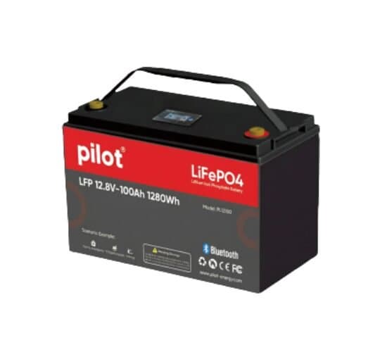 Pilot LFP 1.28kWh Lithium Battery 12.8V 100Ah IP65 LV (3Y)